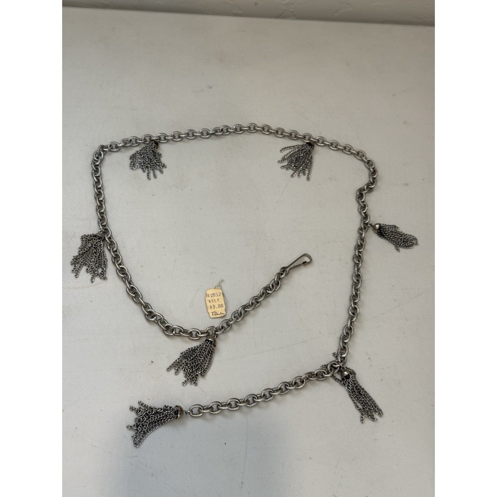 Vintage Pakula Multi‎ Strand Necklace Silvertone Tassels w/ Original Tag New Old